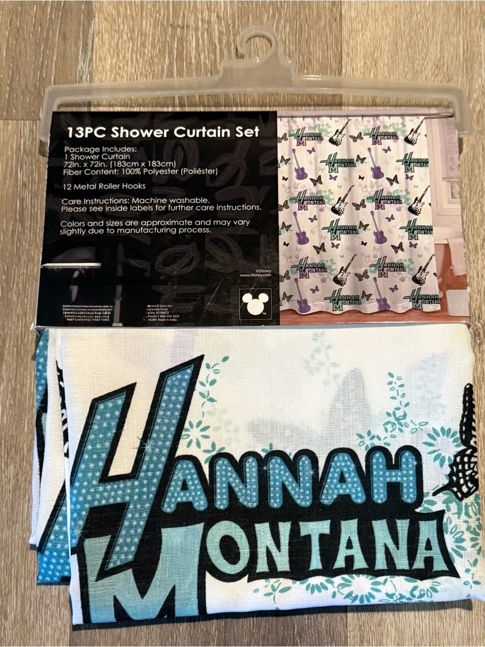 Disney Hannah Montana Shower Curtain Set - White, Teal, Purple & Black